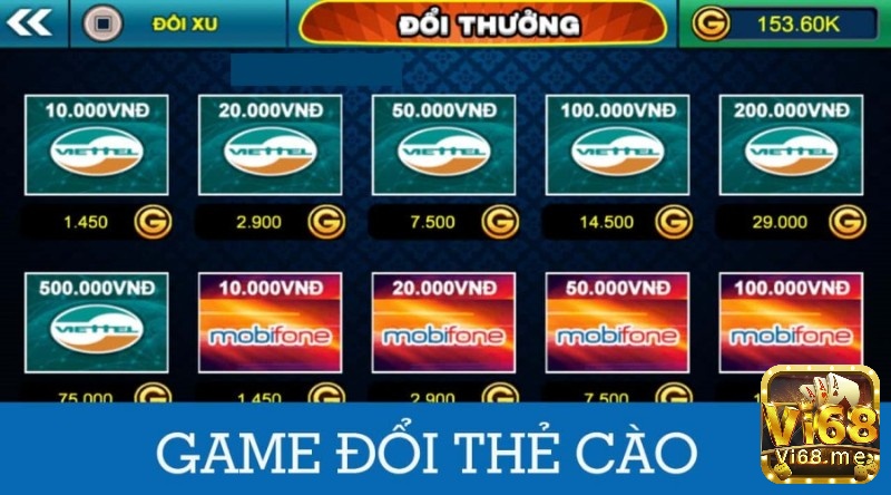 Đăng ký tài khoản choi game doi card tại Vi 68