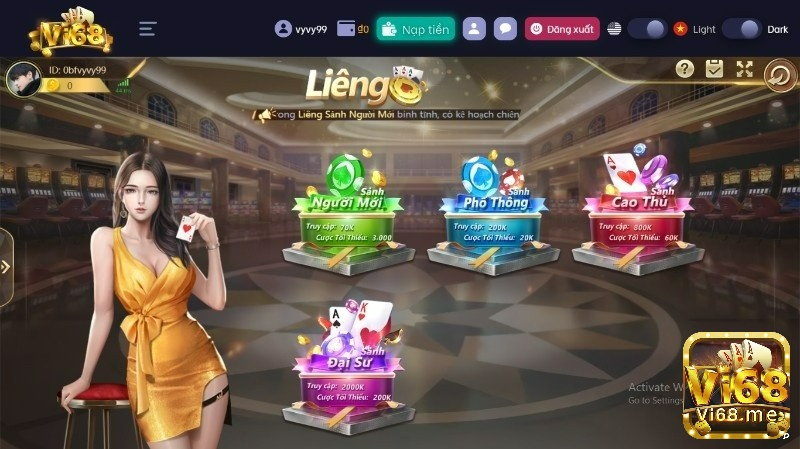 Liêng là game bài được yêu thích nhất tại Vi68